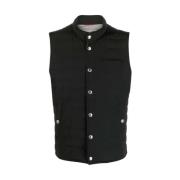 Gewatteerd Rookzwart Vest Brunello Cucinelli , Black , Heren