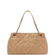 Pre-owned Leather chanel-bags Chanel Vintage , Beige , Dames