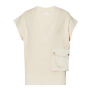 Gebreid vest met zak Liu Jo , Beige , Dames