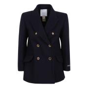 Navy Dubbelbreasted Jas Patou , Blue , Dames