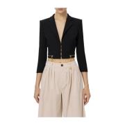 Geknipte blazer met haken en rits Elisabetta Franchi , Black , Dames