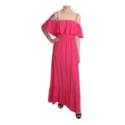 Donker Fuchsia Off Shoulder Maxi Jurk Liu Jo , Pink , Dames