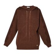 Bruine Hoodie met Kant Details Liu Jo , Brown , Dames