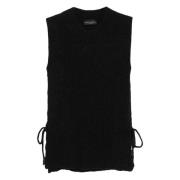 Zwarte Bouclé Vest Elegant Luxe Roberto Collina , Black , Dames