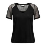 Gestreepte Mesh Top Herfst/Winter Collectie Jacqueline de Yong , Black...