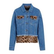 Blauwe Denimjas met Echt Bont Simonetta Ravizza , Blue , Dames