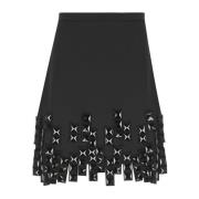 Zwarte wollen rok met franjes Msgm , Black , Dames