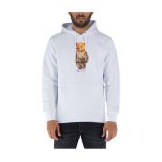 Witte hoodie met voorzakprint Baron Filou , White , Heren