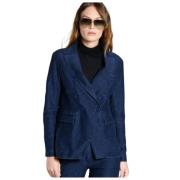 Denim Effect Jersey Blazer Mason's , Blue , Dames