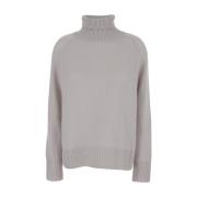 Kasjmier Hoge Hals Grijs Sweater Plain Units , Gray , Dames