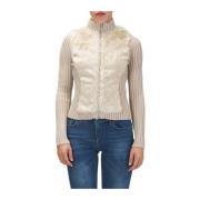 Cardigan met rits en imitatiebont Guess , Beige , Dames