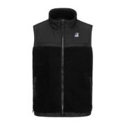 Unisex Teddy Gilet met Nylon-inzetstukken K-Way , Black , Dames