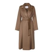 Fornovo Coat met Sjerp, Lange Mouwen Max Mara , Brown , Dames