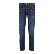 Slim Fit Dirty Effect Heren Jeans Emporio Armani , Blue , Heren