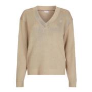 Casual Biologisch Katoenen Trui Tommy Hilfiger , Beige , Dames