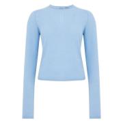 Lichtblauwe Crewneck Alpaca Zijde Trui Pinko , Blue , Dames