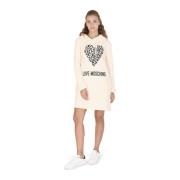 Luipaard Hart Hoodie Jurk Room Wit Love Moschino , Beige , Dames