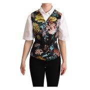 Zwart Bloemen Jacquard Vest Dolce & Gabbana , Multicolor , Dames