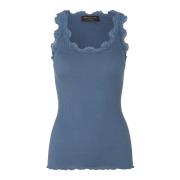 Blauwe Kant Top Vrouwelijke Stijl Rosemunde , Blue , Dames