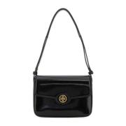 Stijlvolle zwarte leren schoudertas Tory Burch , Black , Dames