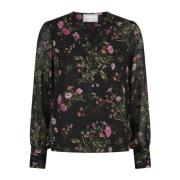 Bloemenprint Blouse Zwart Neo Noir , Black , Dames