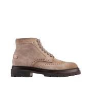 Suede Brogue Wandelschoenen Santoni , Brown , Heren