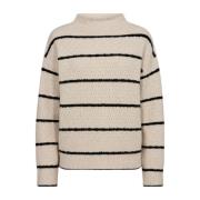 Gestreepte hoge hals trui off white Freequent , Beige , Dames