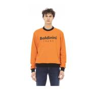 Lange Mouw Logo Sweater - Trendy Kleding Baldinini , Orange , Heren