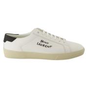 Stijlvolle Leren Sneakers voor Mannen Saint Laurent , White , Heren