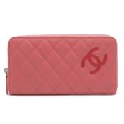 Pre-owned Leather wallets Chanel Vintage , Pink , Dames