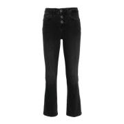 Zwarte Uitlopende Katoenen Cropped Jeans Liu Jo , Black , Dames