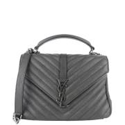 Pre-owned Leather handbags Yves Saint Laurent Vintage , Gray , Dames