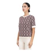 Bordeaux Korte Mouw Jacquard Sweater Elisabetta Franchi , Multicolor ,...