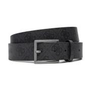 Monogram Riem - Logo Patroon Metalen Gesp Guess , Gray , Heren