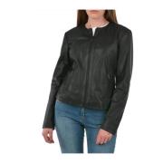 Zwarte Blouson Jas Eco-Leer Koreaanse Kraag Emporio Armani , Black , D...