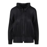 Geplooide Polyester Hoodie Fw24 Stijl Issey Miyake , Black , Dames