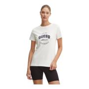 Katoenen Logo T-Shirt Guess , White , Dames