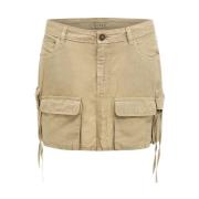 Cargo Mini Rok - Beige Rechte Snit Guess , Beige , Dames