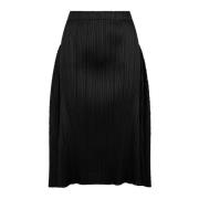 Geplooide Midi Rok met Uitlopend Detail Issey Miyake , Black , Dames