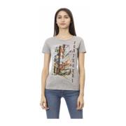 Korte Mouw Ronde Hals T-shirt Trussardi , Gray , Dames