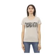 Korte Mouw V-hals T-shirt Trussardi , Beige , Dames