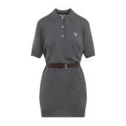 Blauwe Polo Kraag Jurk Prada , Gray , Dames