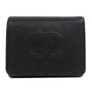 Pre-owned Leather wallets Chanel Vintage , Black , Dames