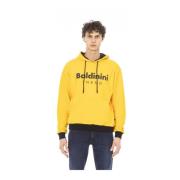 Hoodie met voorzak en logo Baldinini , Yellow , Heren