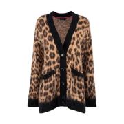 Luipaardprint Mohair Vest met Zakken Nenette , Multicolor , Dames