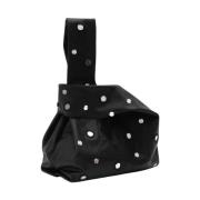 Geborduurde Leren Mini Tas met Studs Alysi , Black , Dames