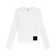 Geribbeld Katoen Witte Crop Top Liviana Conti , White , Dames