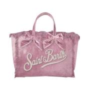 Fluwelen Vanity Tas met Strikken MC2 Saint Barth , Pink , Dames