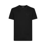 Zwarte Katoenen T-shirt met Geborduurd Logo Dolce & Gabbana , Black , ...