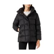 Ademende Halflange Jas van Polyester Geox , Black , Dames